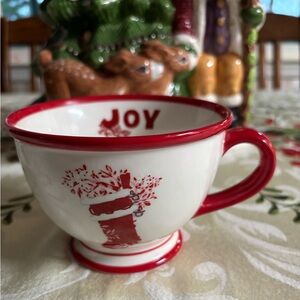 Starbucks Holiday  2007  Red and White Joy  Coffee Tea Cup.